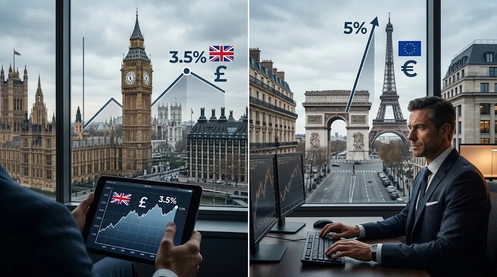 IPC británico al 3,5% y bono francés sobre el 5%: libra y euro apenas se mueven