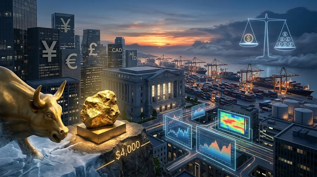 USD/CAD ends a seven-session slide and gold closes back above $4,000
