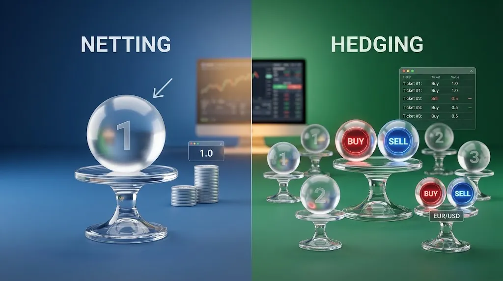 Hedging vs netting en MT5: dos modos de cuenta y lo que de verdad cuesta un bloqueo